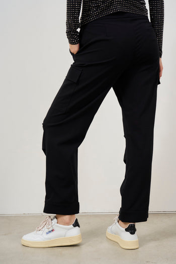 Pantalone donna nero cargo cropped - 4