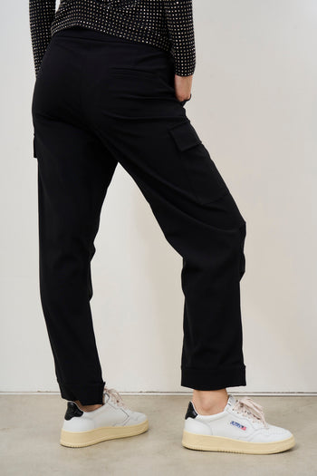 Pantalone donna nero cargo cropped - 6