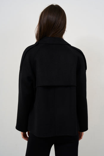 Cappotto donna corto a doppiopetto nero - 3