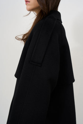 Cappotto donna corto a doppiopetto nero - 4