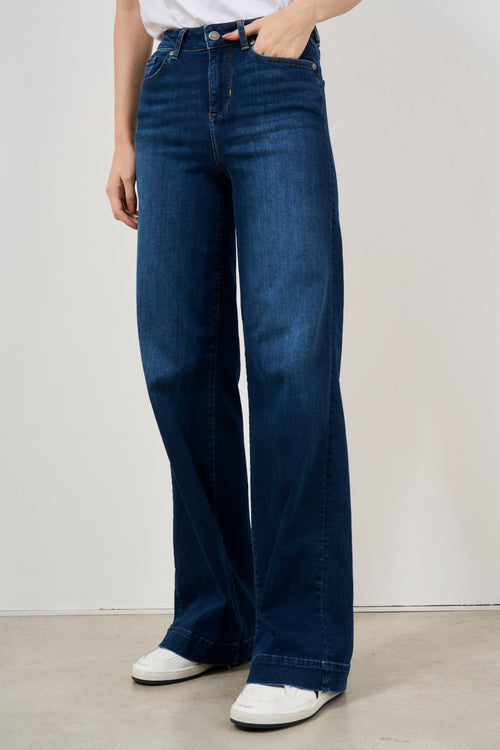 Jeans donna wide leg blu scuro - 2