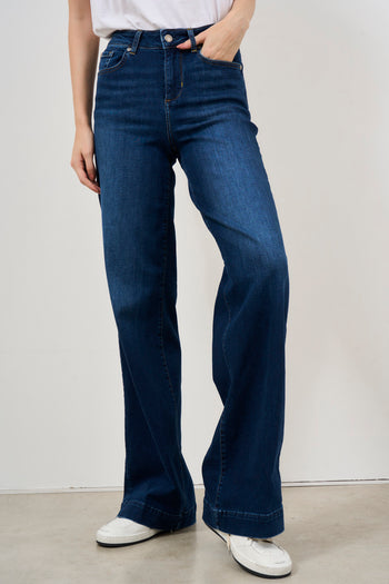 Jeans donna wide leg blu scuro - 3