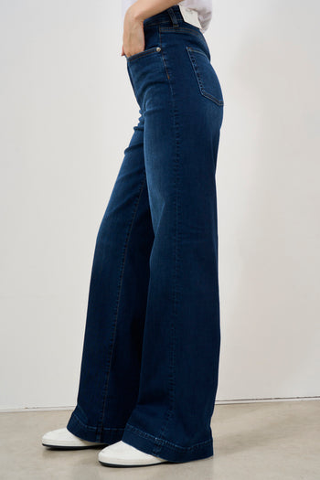 Jeans donna wide leg blu scuro - 4