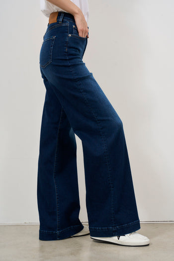 Jeans donna wide leg blu scuro - 7