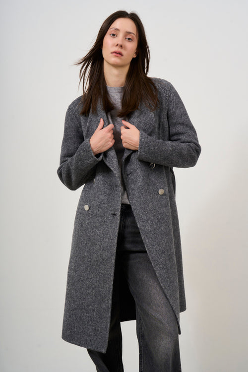 Women's double-breasted wool blend coat - 1