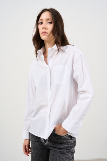 White oversized women's shirt with studs - 3