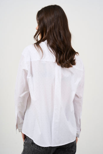 White oversized women's shirt with studs - 7