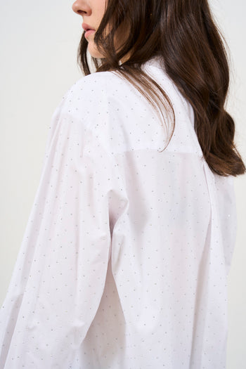 White oversized women's shirt with studs - 8