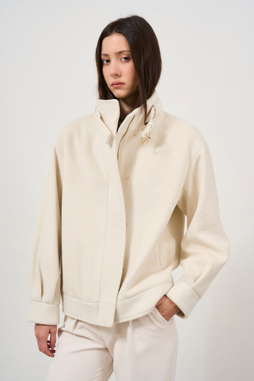 Women's oversized cream jacket - 2