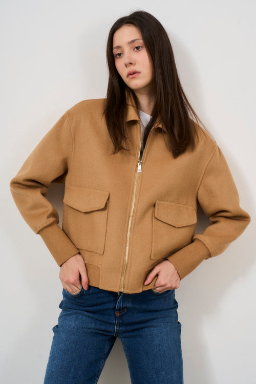 Women's camel wool blend jacket - 2