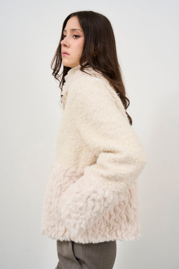 Women's short cream eco fur - 5