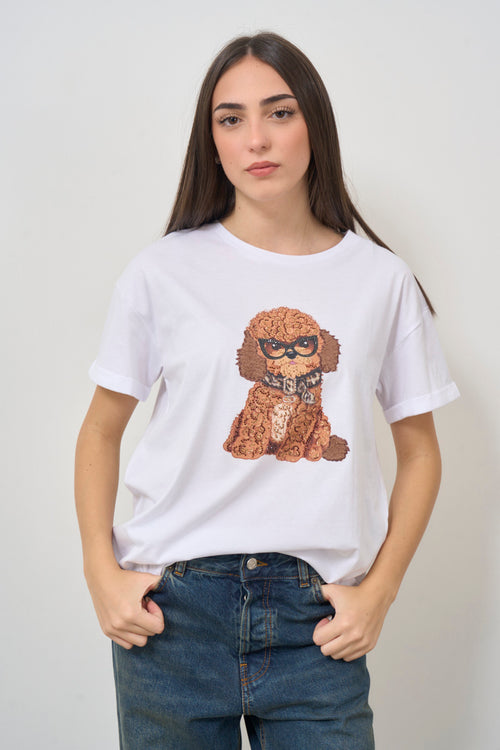 T-shirt donna bianca con stampa