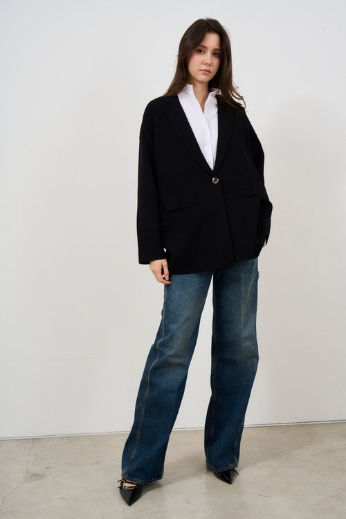 Blazer donna nero in maglia