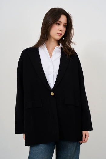 Blazer donna nero in maglia - 5