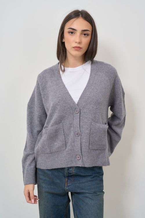 Women's grey knitted cardigan - 2