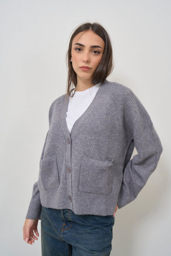 Women's grey knitted cardigan - 3