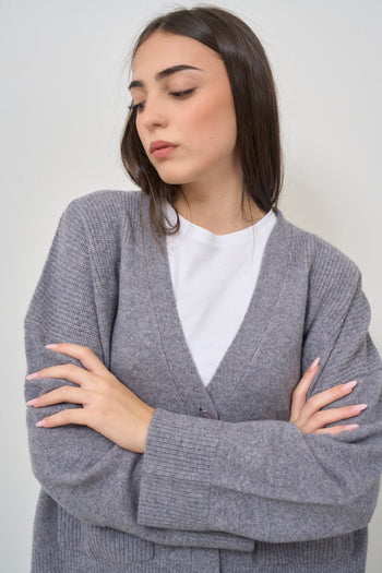 Women's grey knitted cardigan - 4