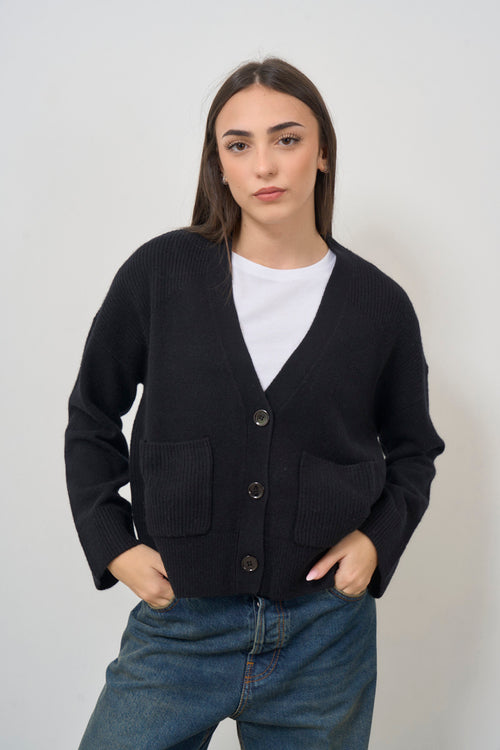 Cardigan donna in maglia nero