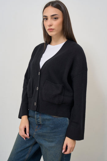 Women's black knitted cardigan - 4