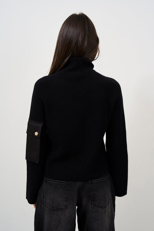 Women's black turtleneck with gold buttons - 2