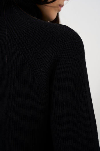 Women's black turtleneck with gold buttons - 4