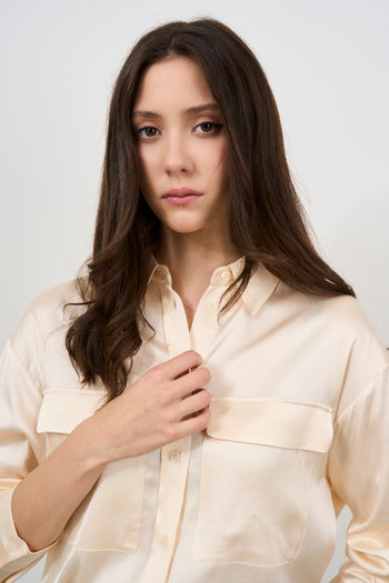 Women's cream satin shirt - 3