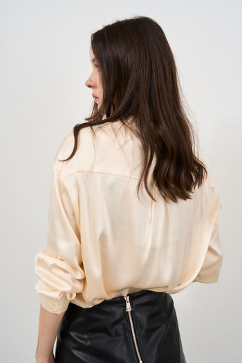 Women's cream satin shirt - 4