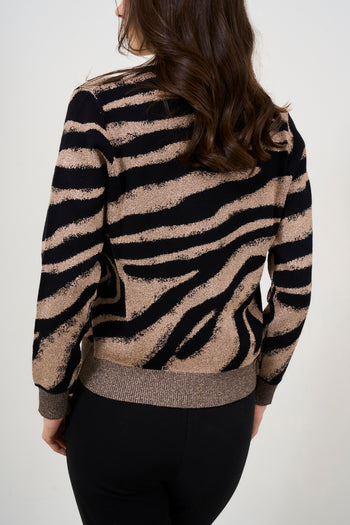 Women's black and dove grey animalier sweater - 7