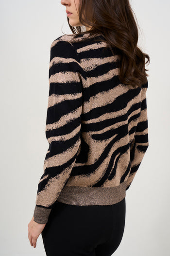 Women's black and dove grey animalier sweater - 8