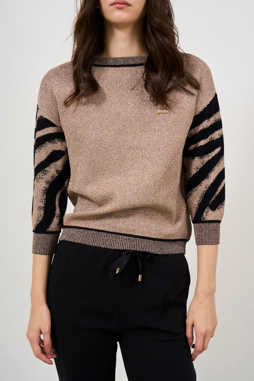 Women's turtleneck sweater with animalier sleeves