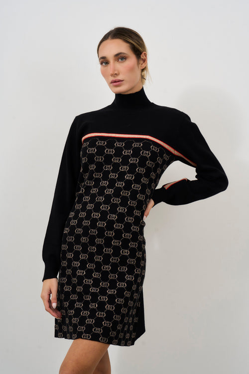 Abito donna nero con monogram - 2