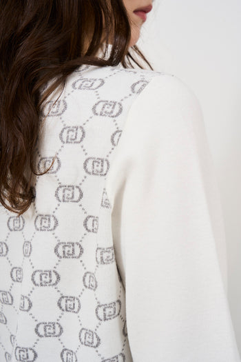 White women's sweater with monogram logo - 4