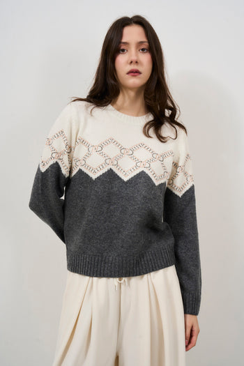 Women's grey and white sweater - 4