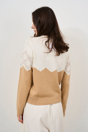 Beige and white women's sweater - 3