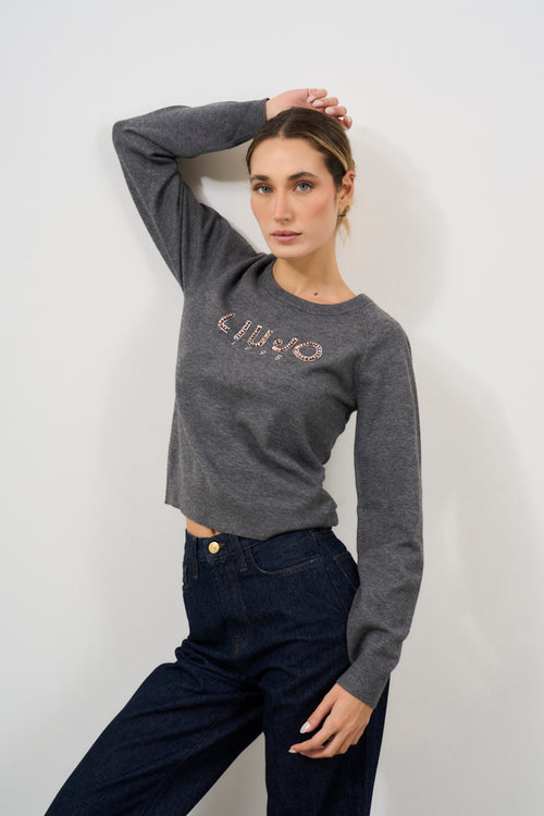 Women's grey crew neck sweater