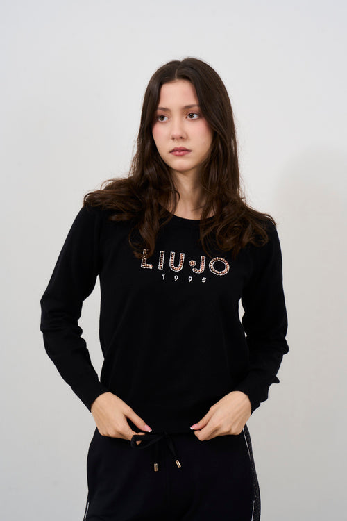 Women's black crew neck sweater