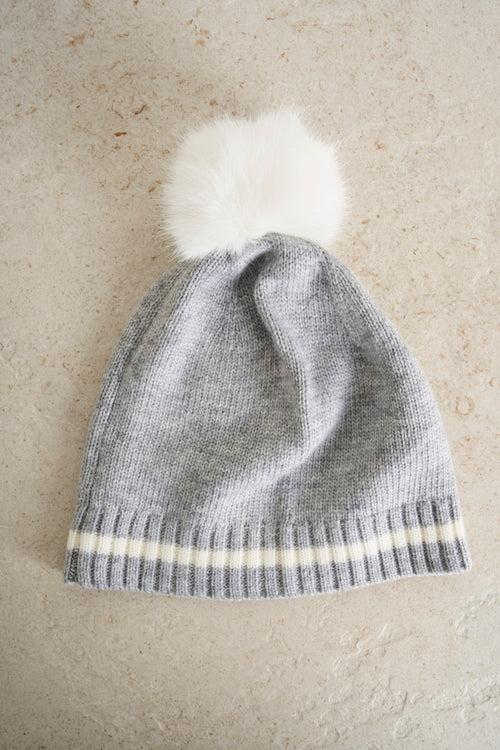 Gray and white women's hat