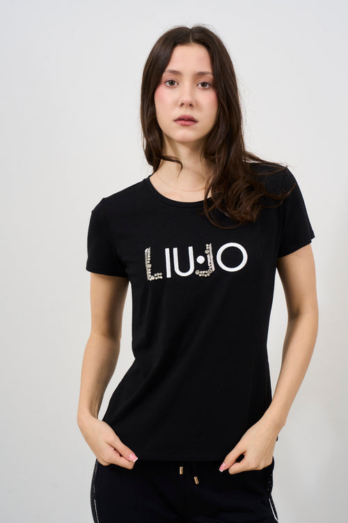 Black women's t-shirt with front logo