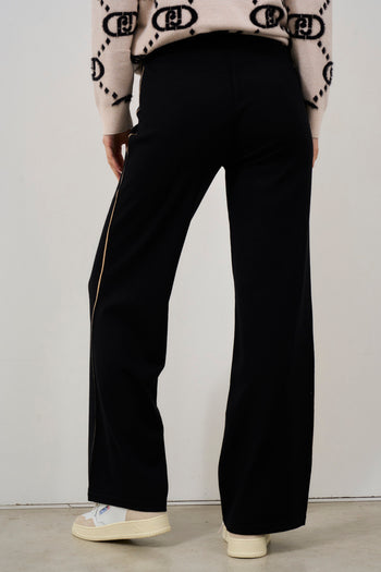 Women's black straight leg knitted trousers - 4