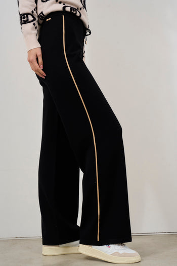 Women's black straight leg knitted trousers - 5