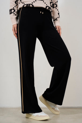 Women's black straight leg knitted trousers - 6