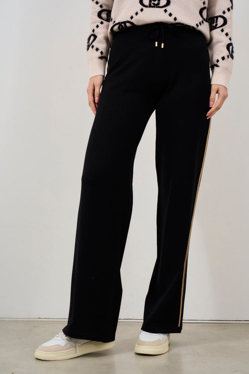 Women's black straight leg knitted trousers