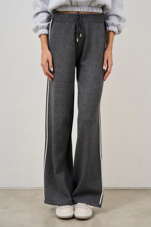 Women's grey straight leg knitted trousers