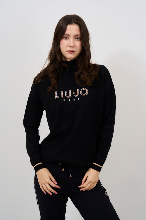 Black women's sweater with front logo