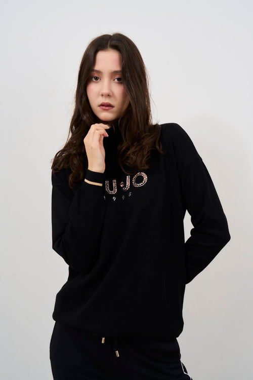 Black women's sweater with front logo - 2