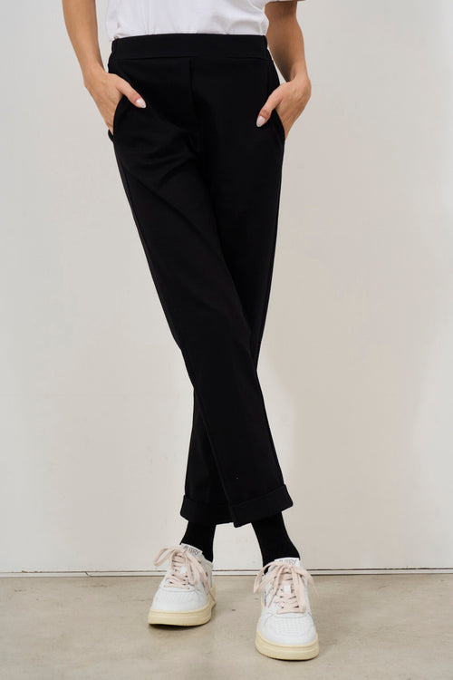 Pantalone donna nero gamba dritta - 1