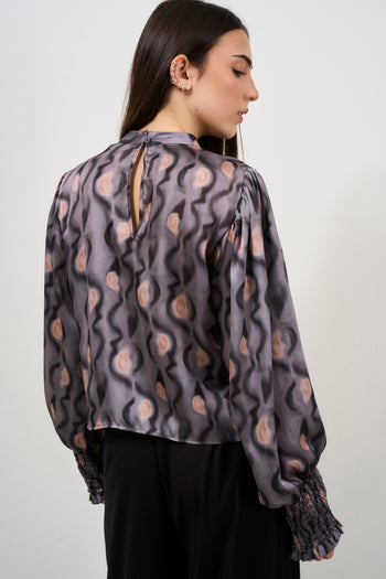 Blusa girocollo in fantasia - 4