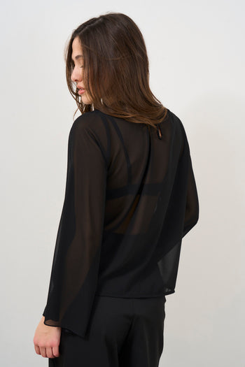 Blusa donna nera semitrasparente - 4