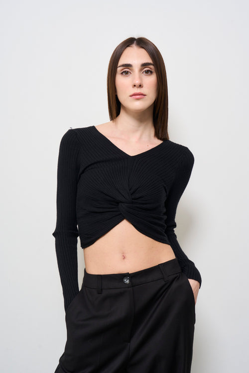 Top donna nero cropped