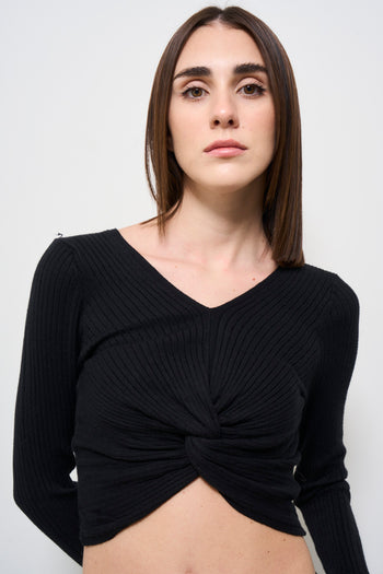 Top donna nero cropped - 3